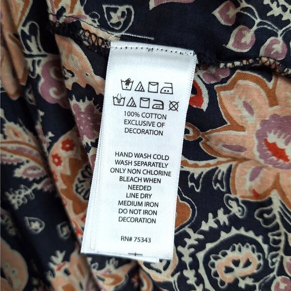 Womens Top Medium Boho Peasant Hippie Sequins‎ Floral Paisley Cottagecore Casual - Picture 6 of 7